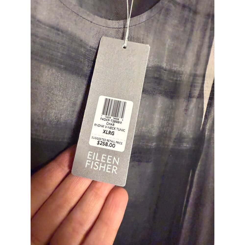 NWT Eileen Fisher Oxidized Printed Silk Roundneck Tunic Top Sz. XL - Picture 4 of 7